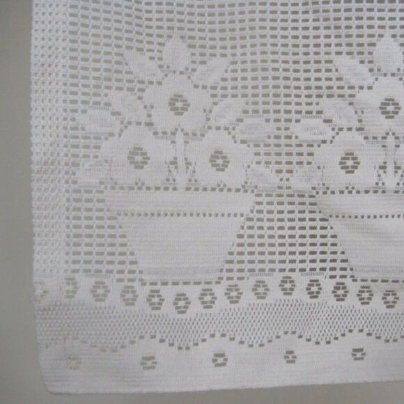 Curtain Lace Panel Flower Pots 34.5" W x 29" L Victorian Cottage Chic Vintage - Picture 2 of 2